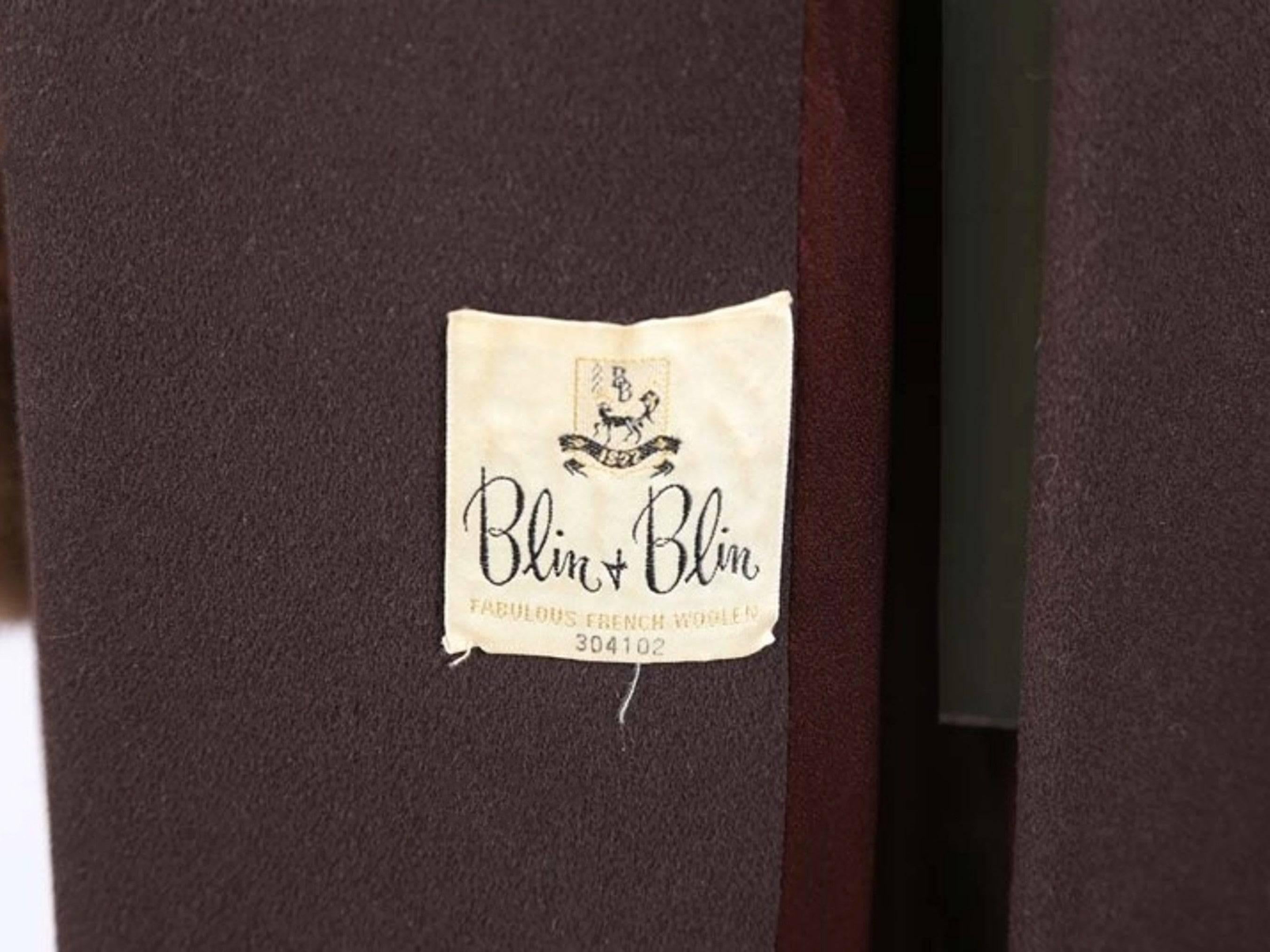 Blin+Blin Custom Couture Nerzpelz fabelhafter französischer Vintage-Wintermantel aus Wolle 1950er Jahre im Angebot 2