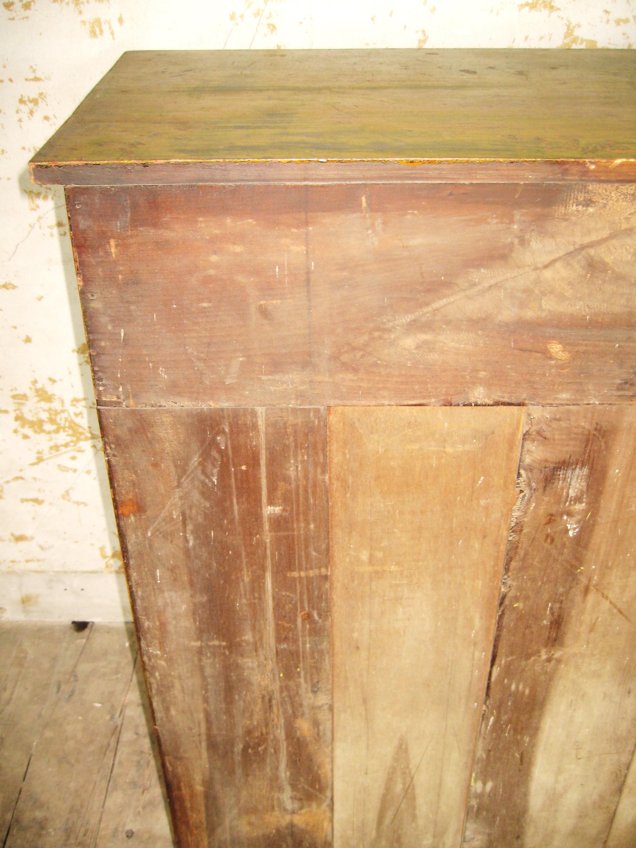 Blind Door 2 Draw Green Painted 1860s Cupboard For Sale 9