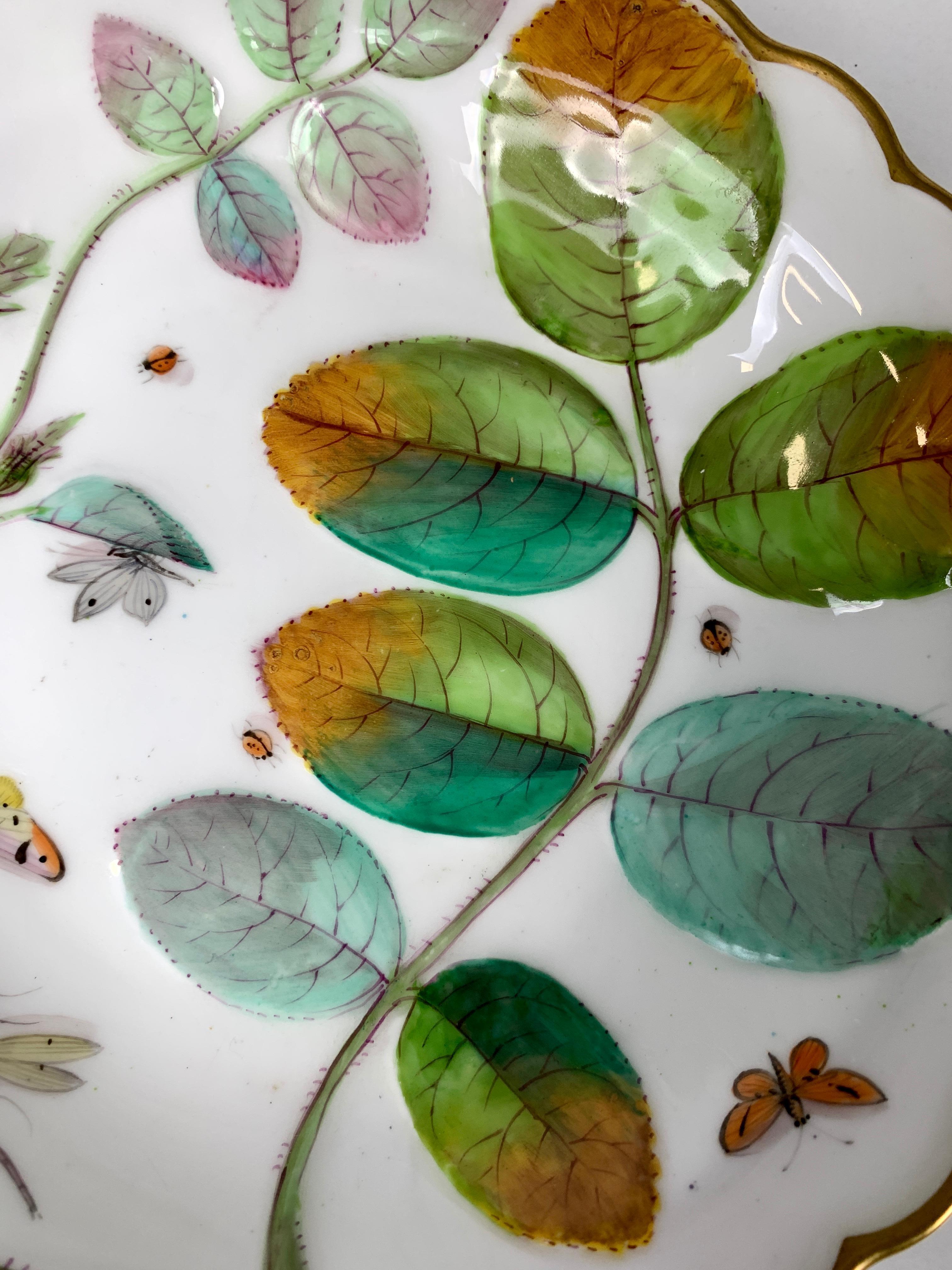 Hand-Painted Blind Earl Pattern Dish Made by Royal Worcester Porcelain in England Circa 1870