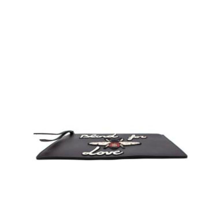 Gucci Blind For Love Black Leather Embroidered Clutch Bag
 

 - Embroidered 