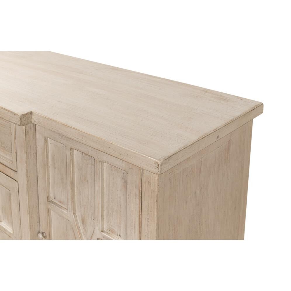 Asian Blind Fret Breakfront Sideboard For Sale