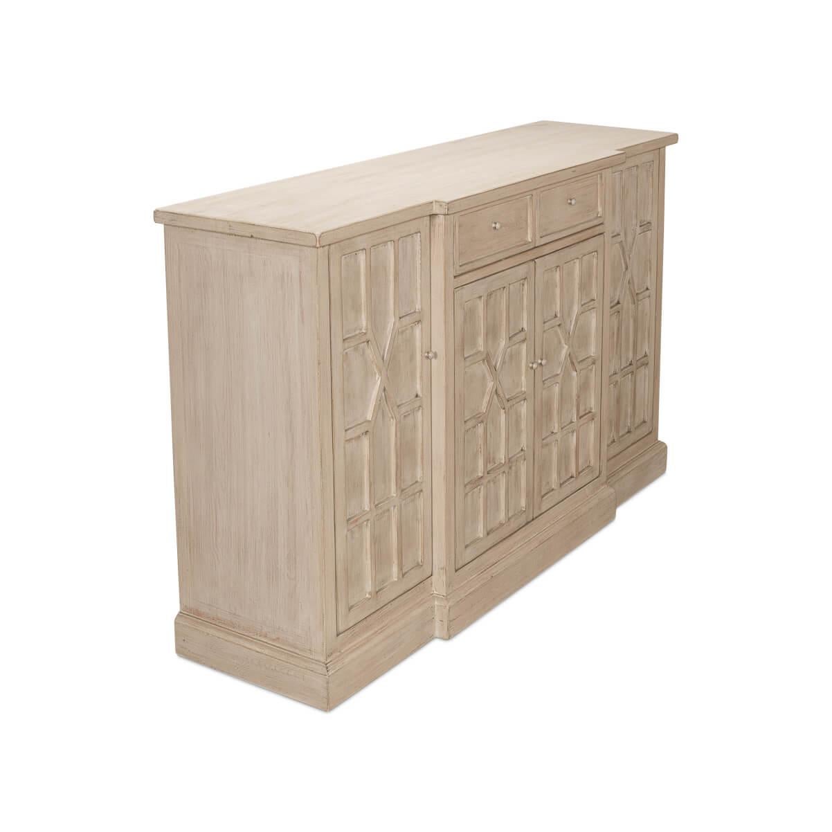Blind Fret Breakfront Sideboard For Sale 1