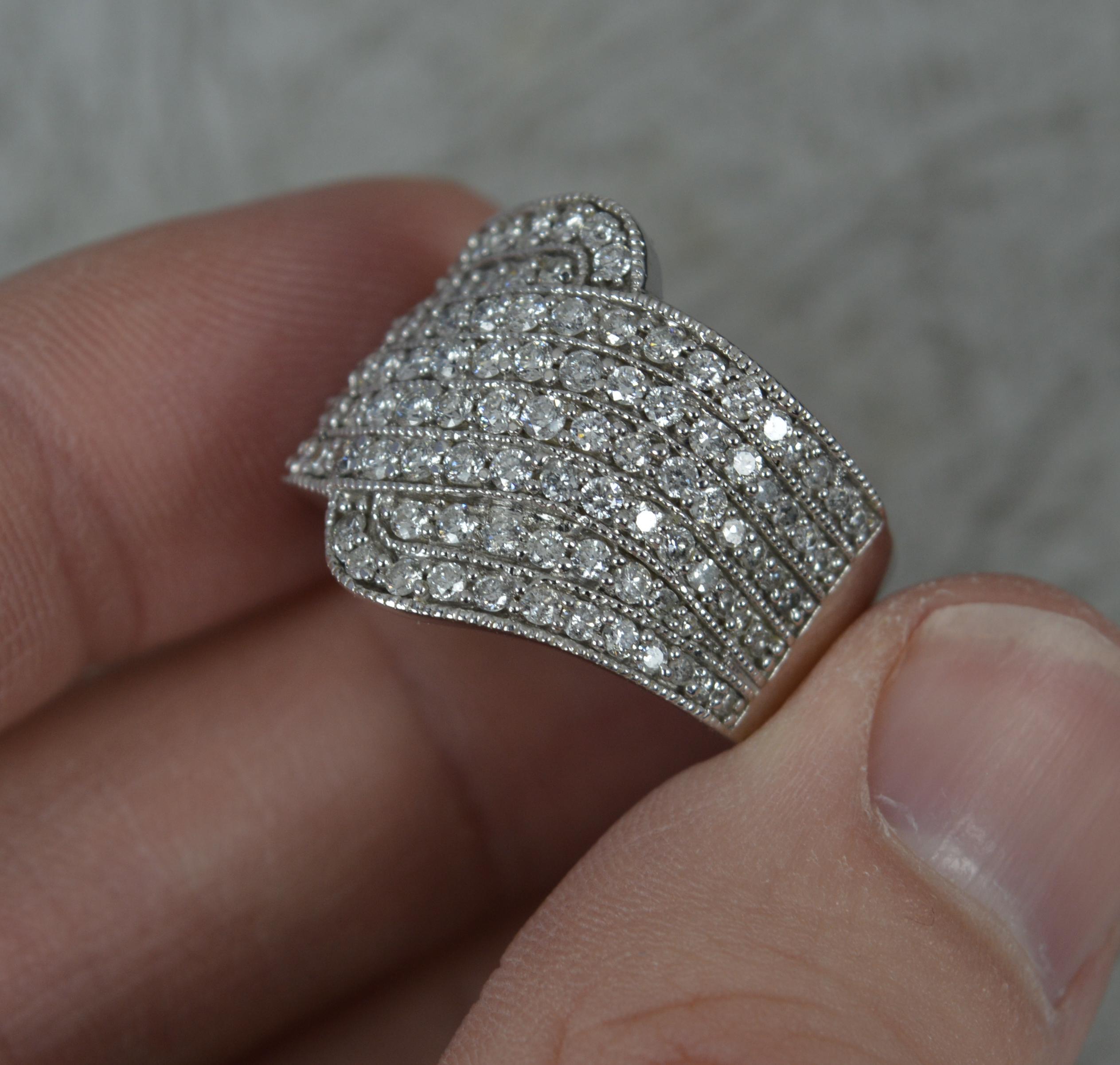 Bling 1.50 Carat Diamond and 18 Carat White Gold Cluster Cocktail Ring For Sale 1