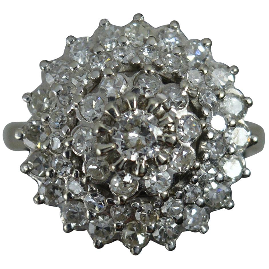 Bling 18 Carat White Gold and 1.4 Carat Diamond Cluster Cocktail Ring