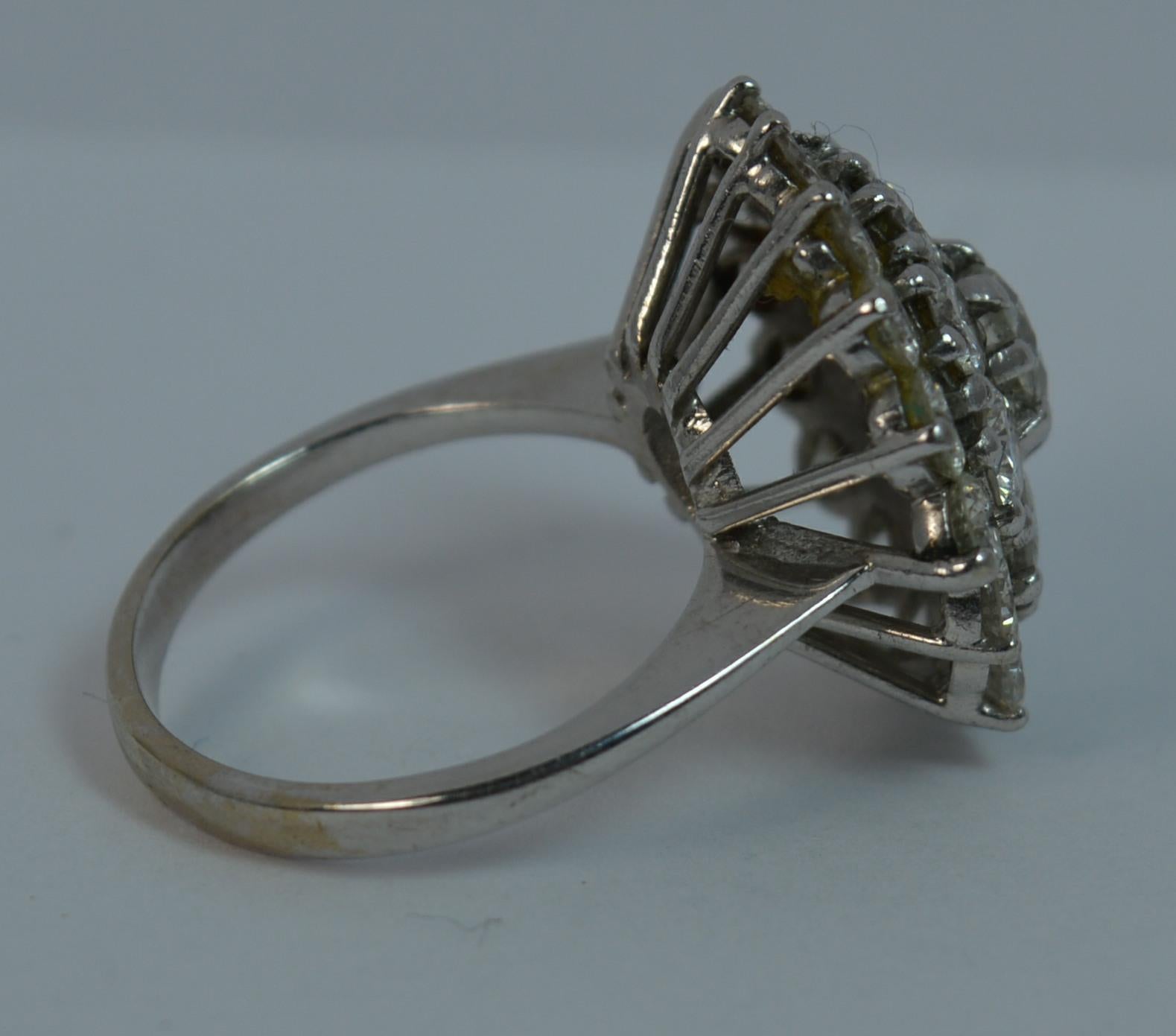 Bling 18 Carat White Gold and 2.75 Carat Diamond Cluster Cocktail Ring 5