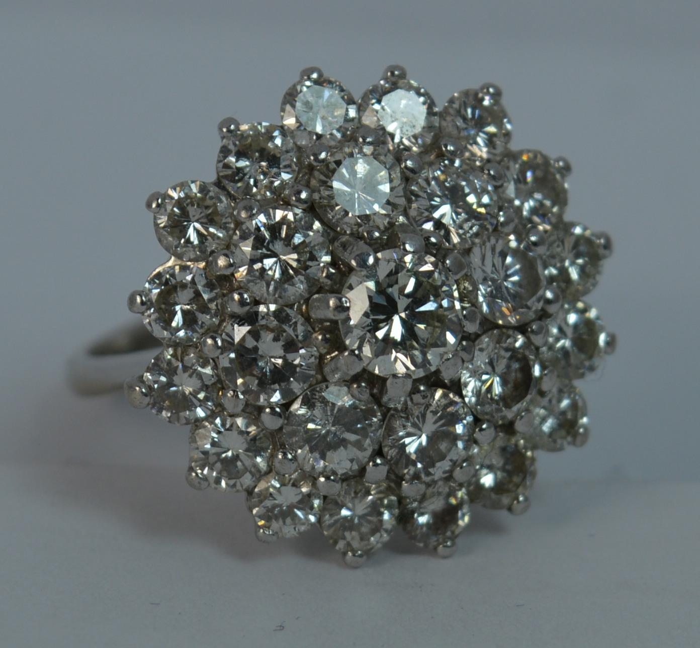 Bling 18 Carat White Gold and 2.75 Carat Diamond Cluster Cocktail Ring 7
