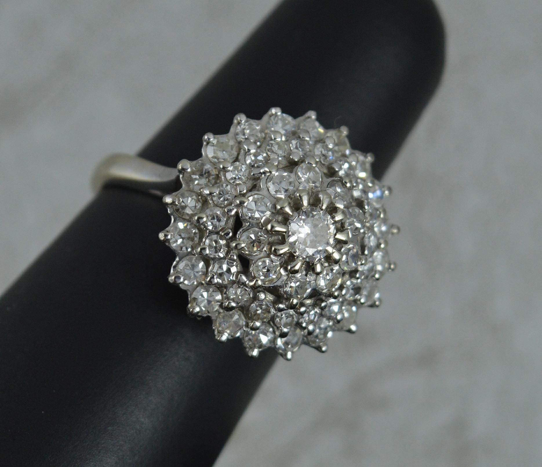 Bling 18 Carat White Gold and 1.4 Carat Diamond Cluster Cocktail Ring 4