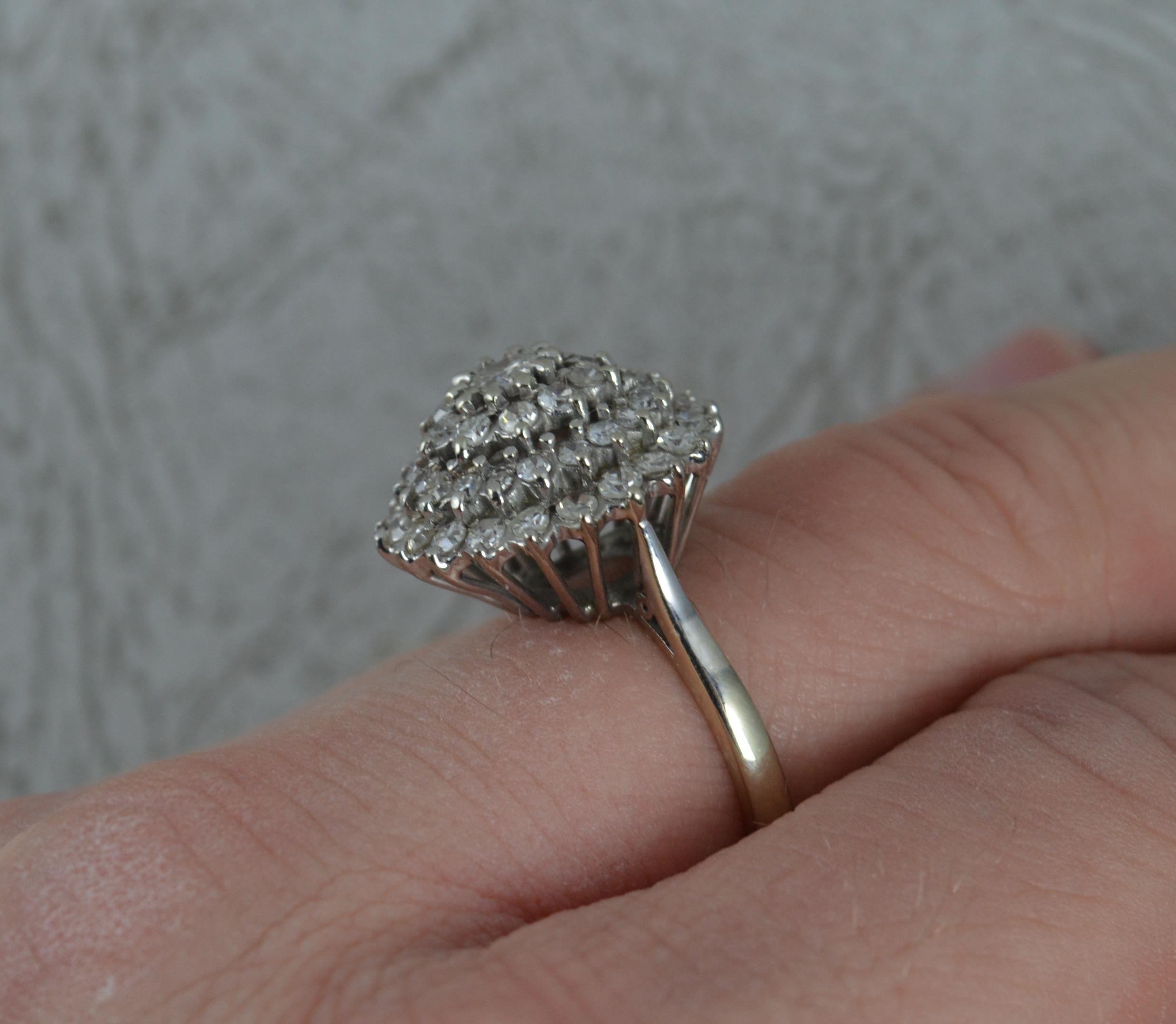 Bling 18 Carat White Gold and 1.4 Carat Diamond Cluster Cocktail Ring In Good Condition In St Helens, GB