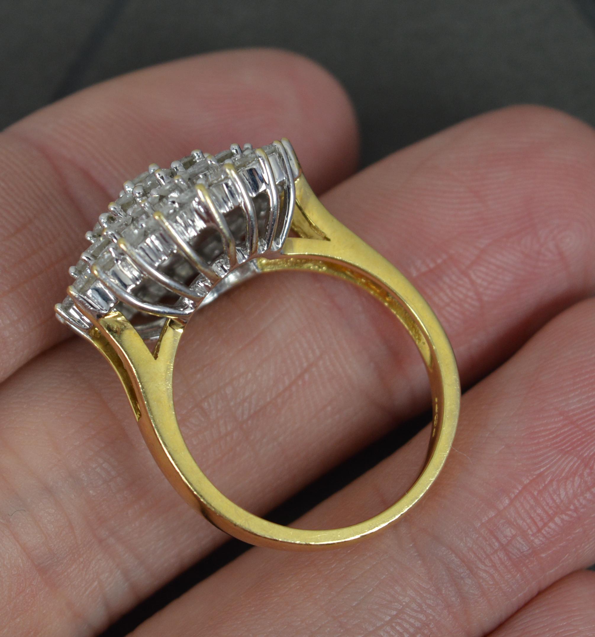 Round Cut Bling 2.00 Carat Diamond and 18ct Yellow Gold Cluster Ring