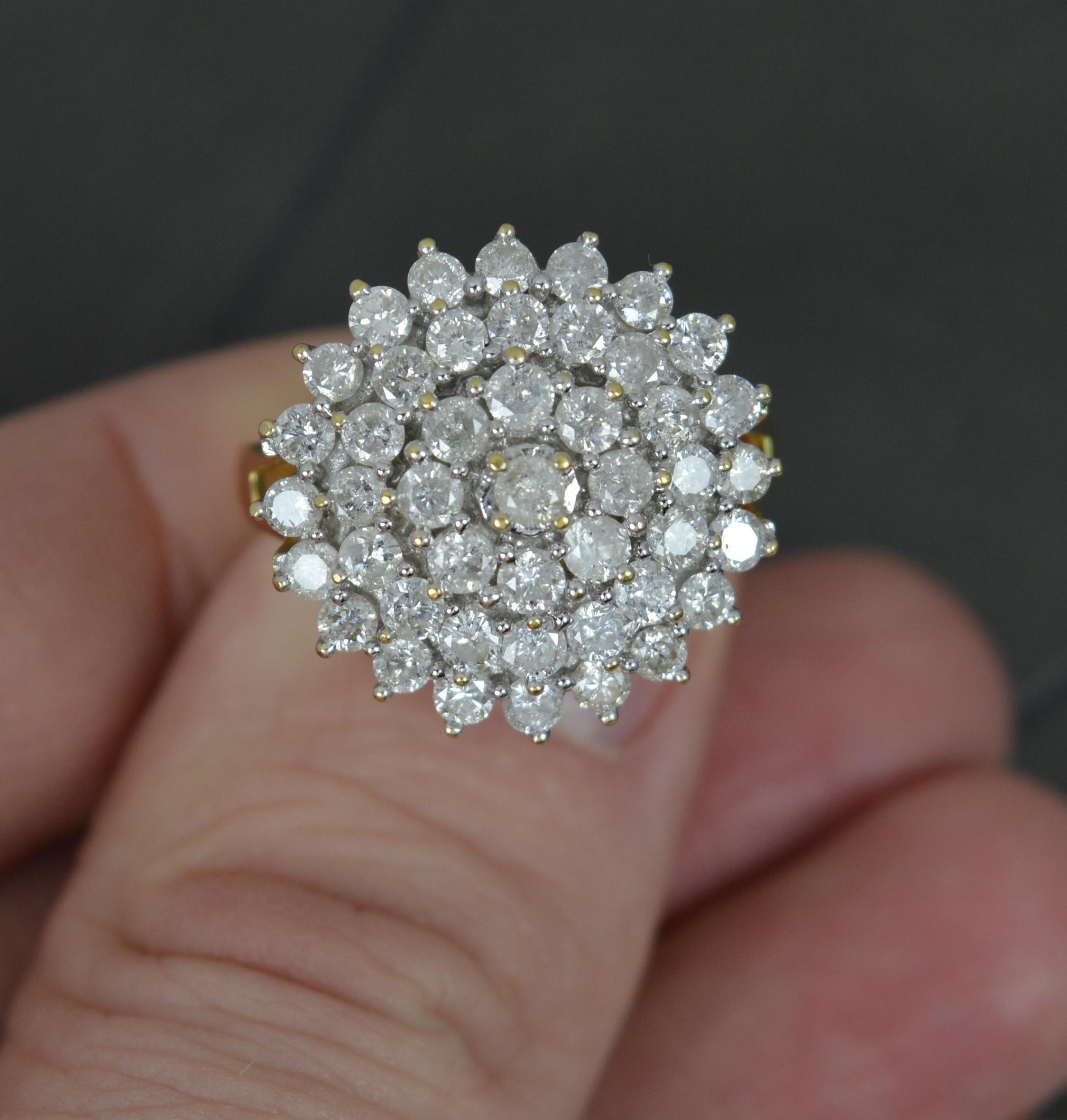 Women's Bling 2.00 Carat Diamond and 18ct Yellow Gold Cluster Ring