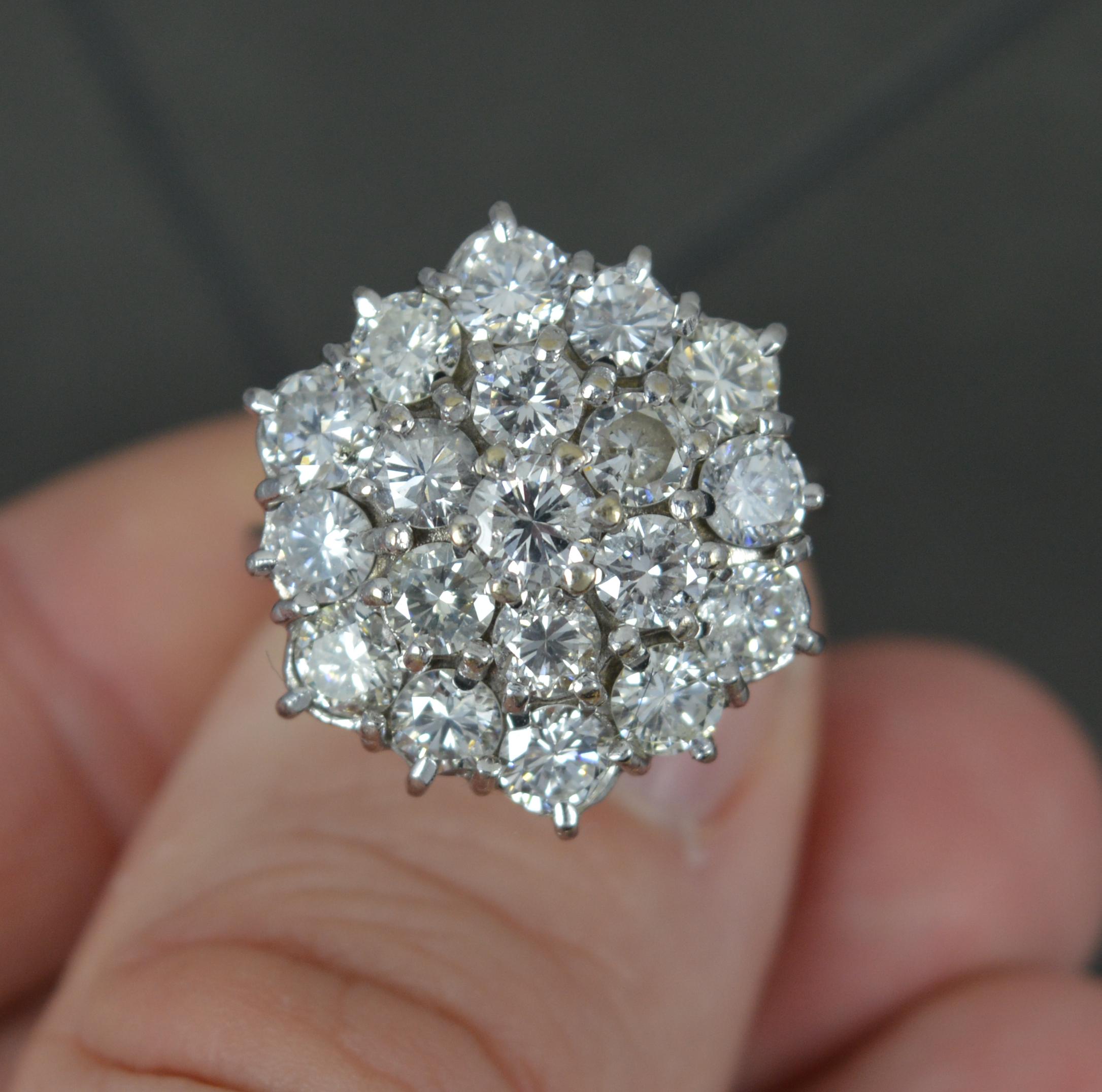 Women's Bling 3.25 Carat Diamond and 18 Carat White Gold Cluster Cocktail Ring For Sale