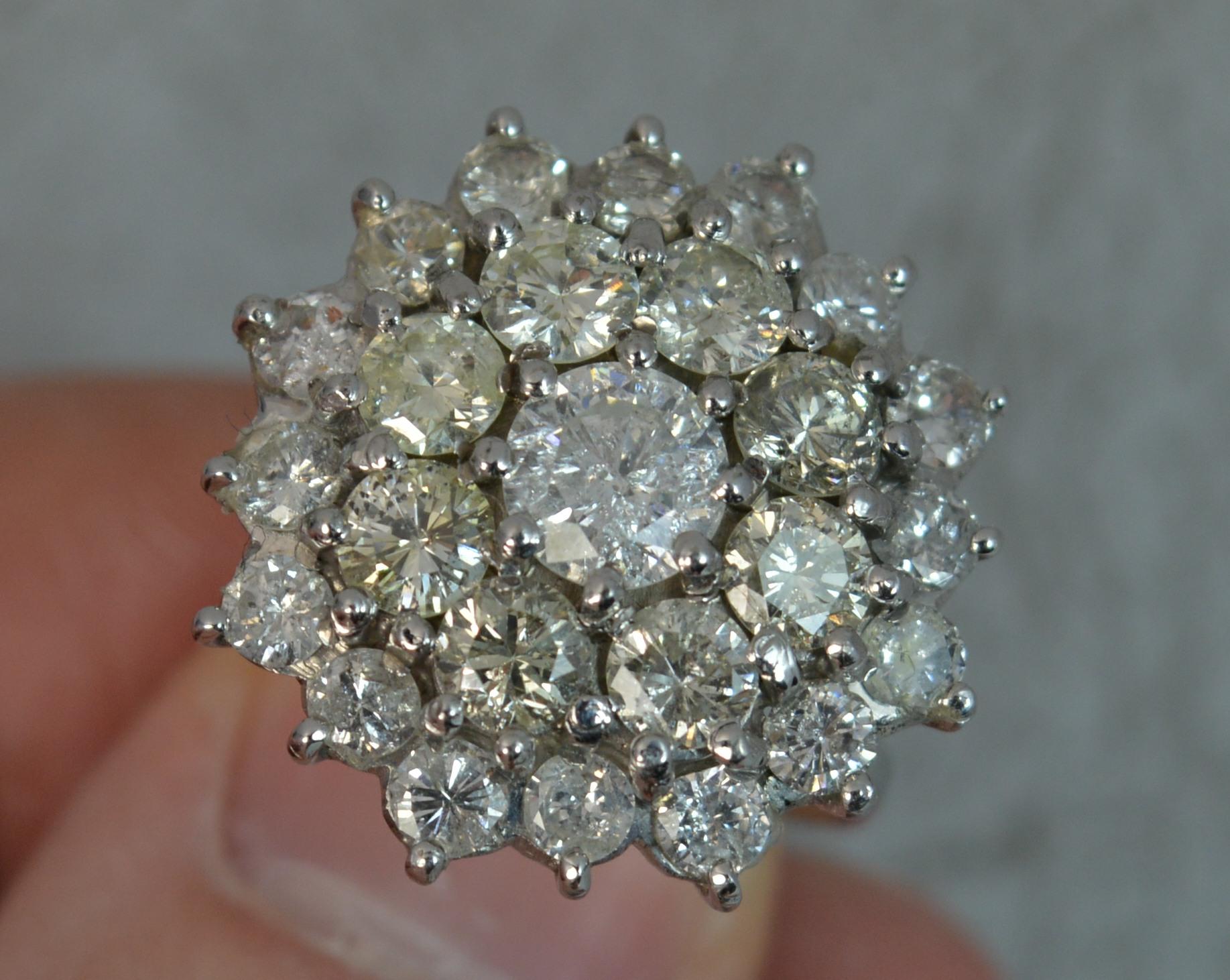 Bling 4.25 Carat Diamond 18 Carat White Gold Cluster Ring In Excellent Condition In St Helens, GB