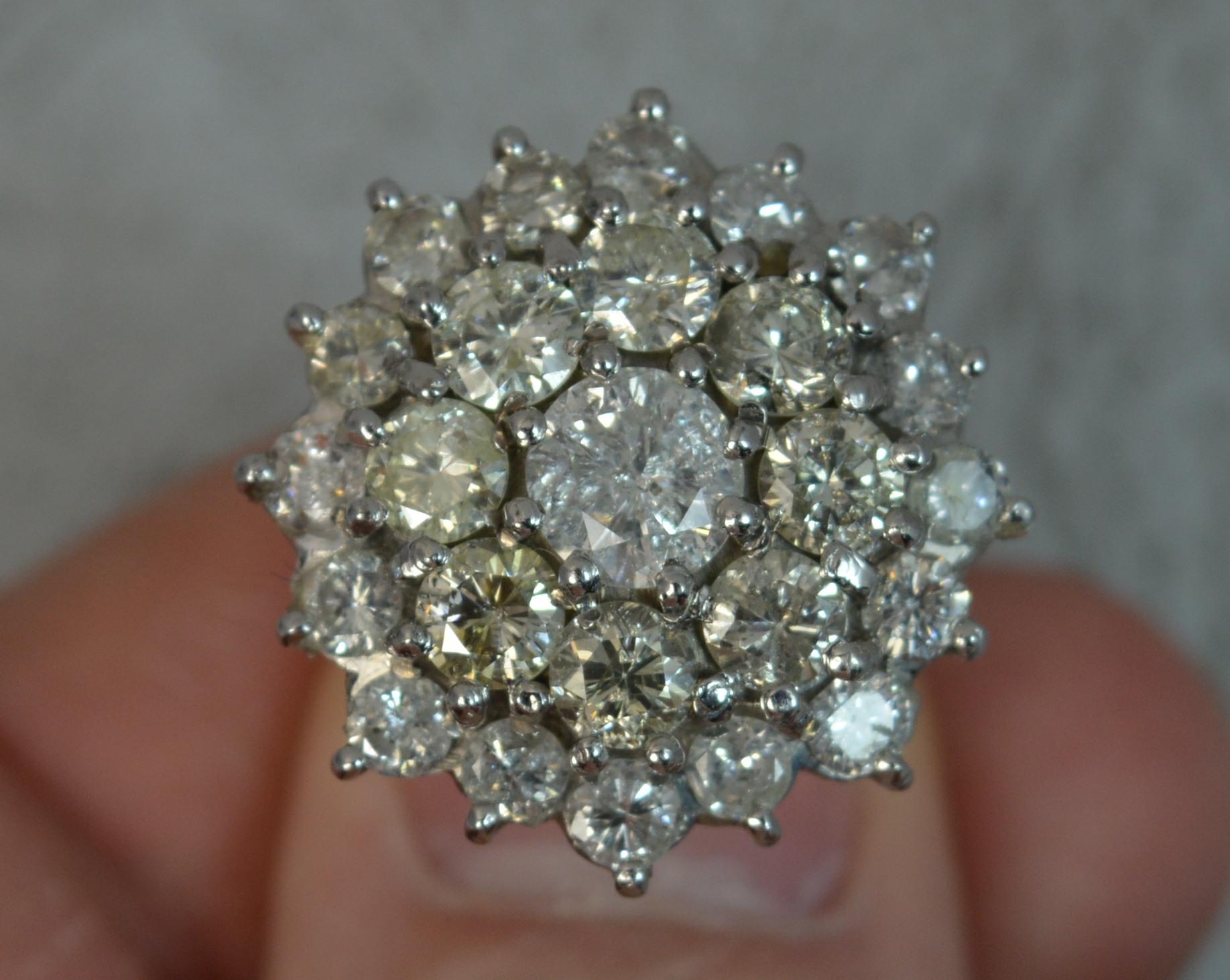 Women's Bling 4.25 Carat Diamond 18 Carat White Gold Cluster Ring
