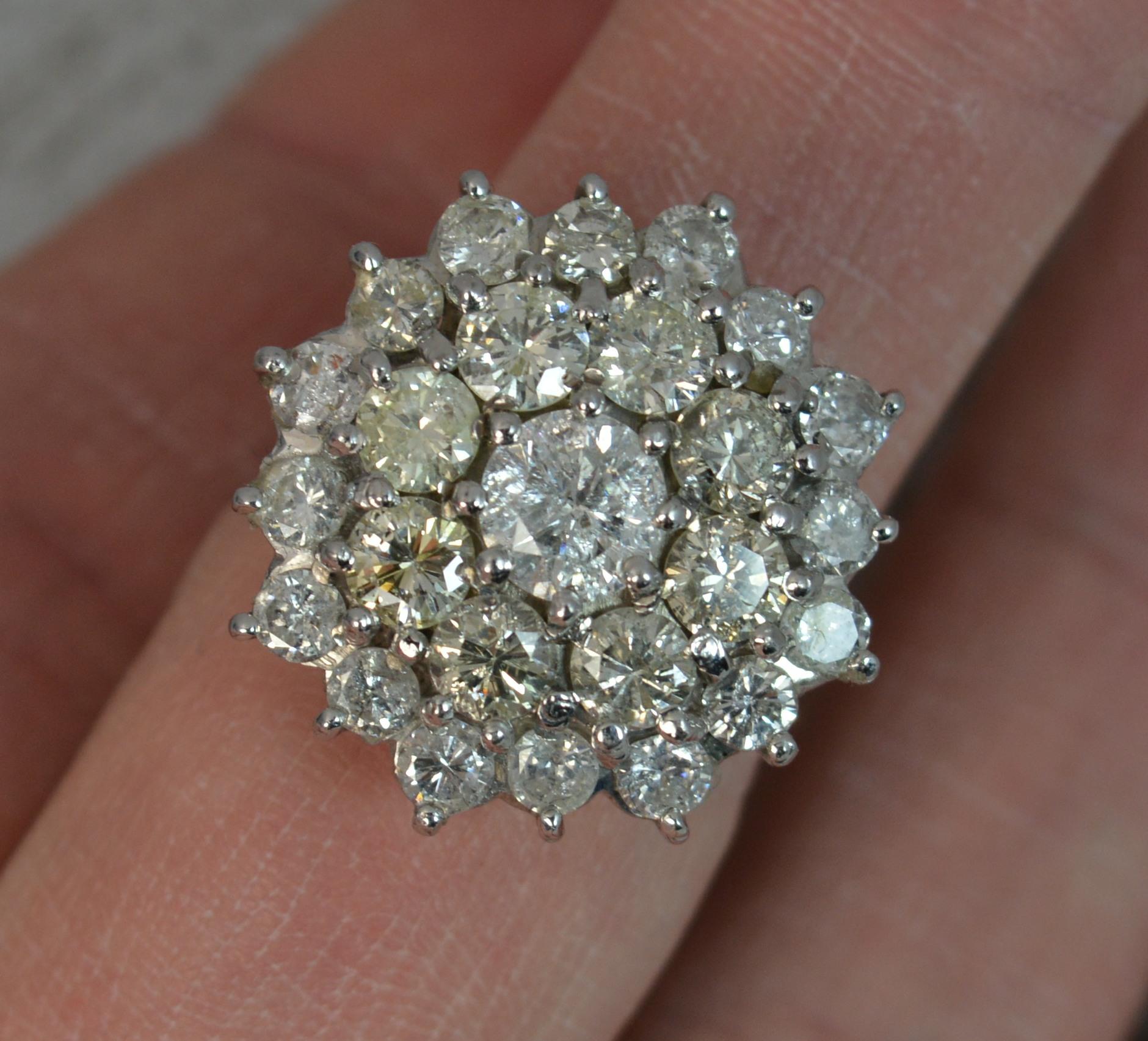 Bling 4.25 Carat Diamond 18 Carat White Gold Cluster Ring 1