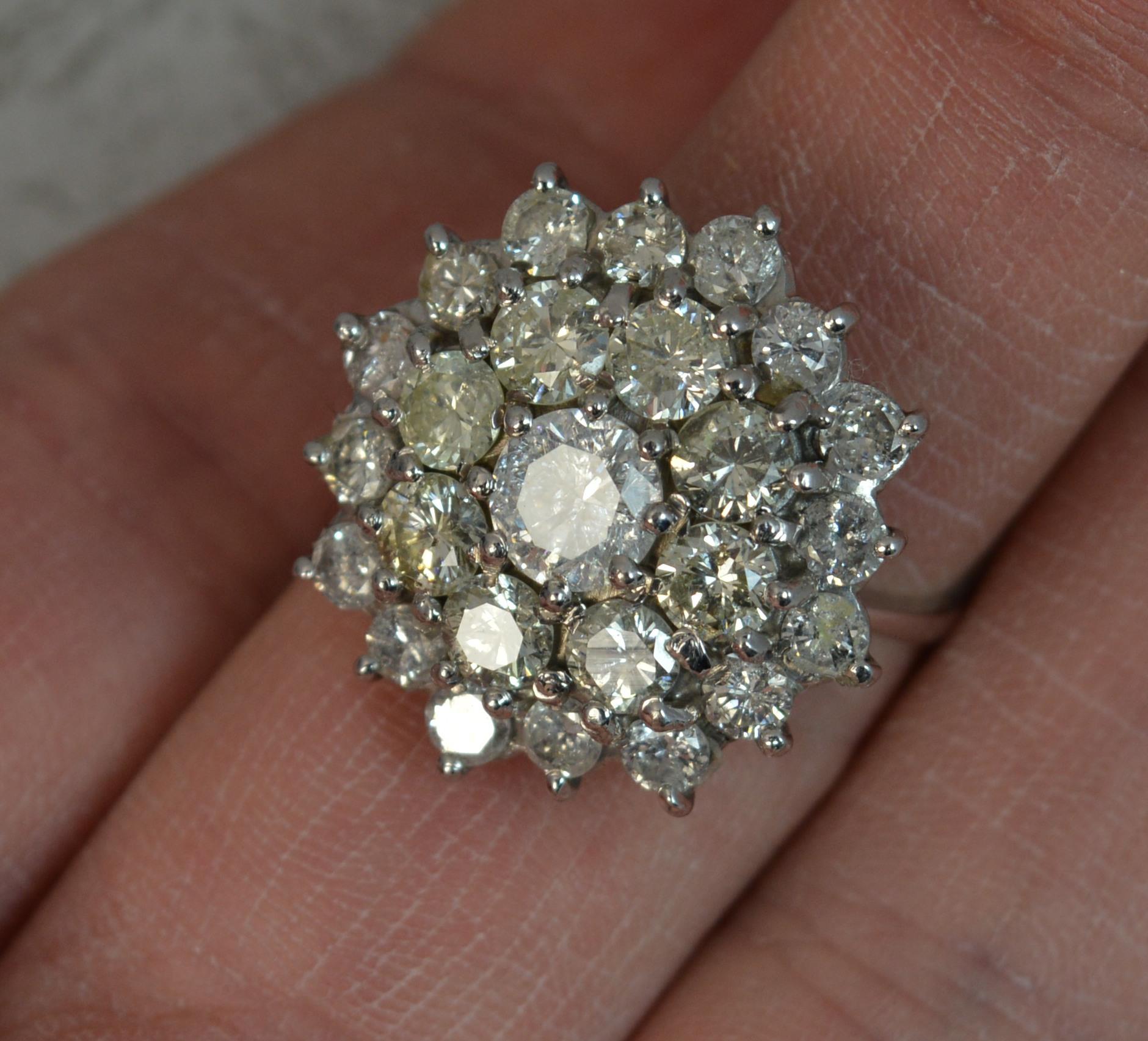 Bling 4.25 Carat Diamond 18 Carat White Gold Cluster Ring 2