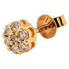 Bling Cluster Diamond Single Earring Mined 1ct Look Screwback Yellow Gold