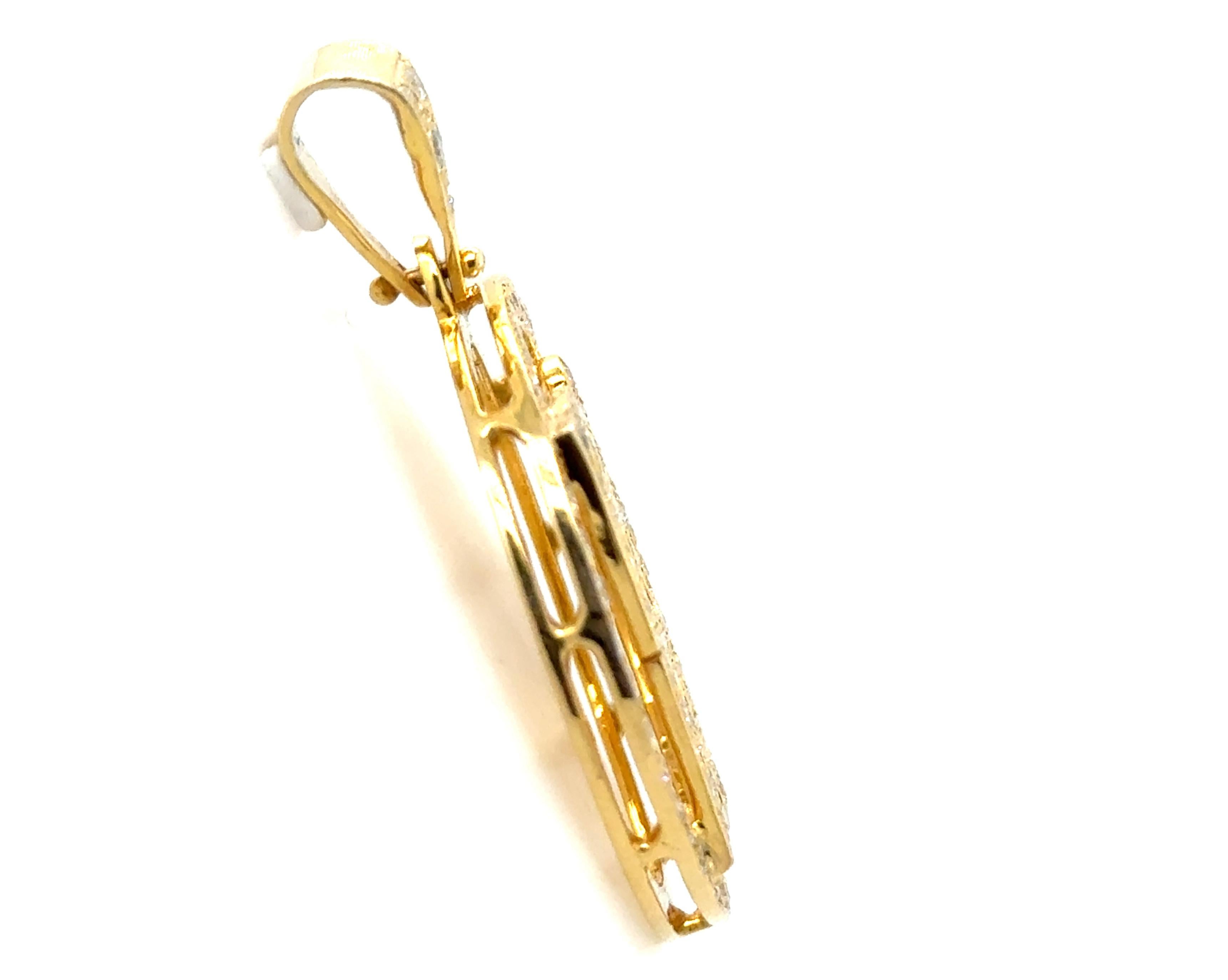 Round Cut Bling Diamond Pendant Necklace 3.30 Carat Big Boy 18K Yellow Gold 3ct For Sale