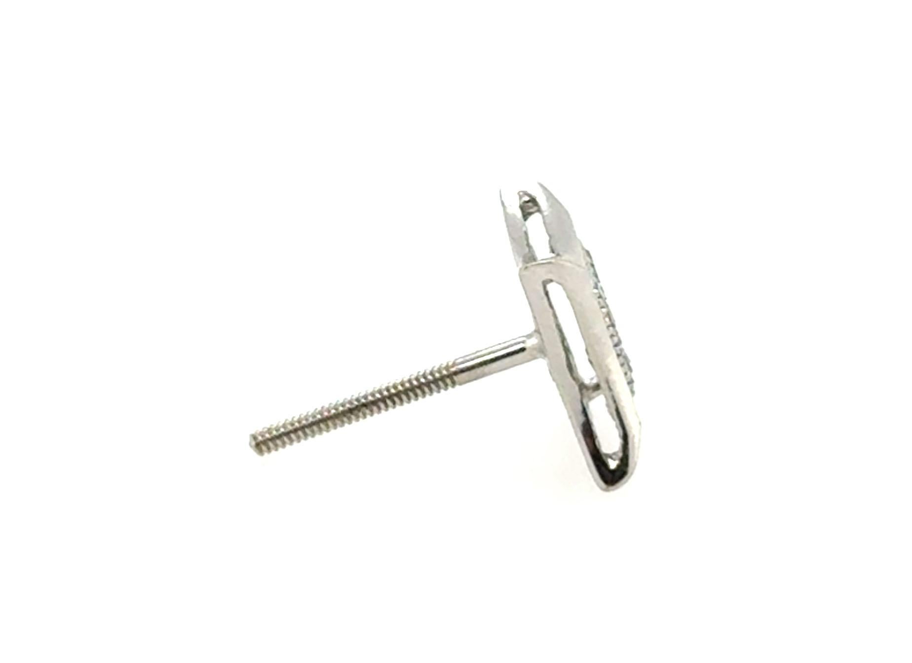 Bling Diamond Single Ohrring Mined 1ct Look Screwback Weißgold im Zustand „Hervorragend“ im Angebot in Dearborn, MI