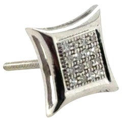 Bling Diamond Single Ohrring Mined 1ct Look Screwback Weißgold