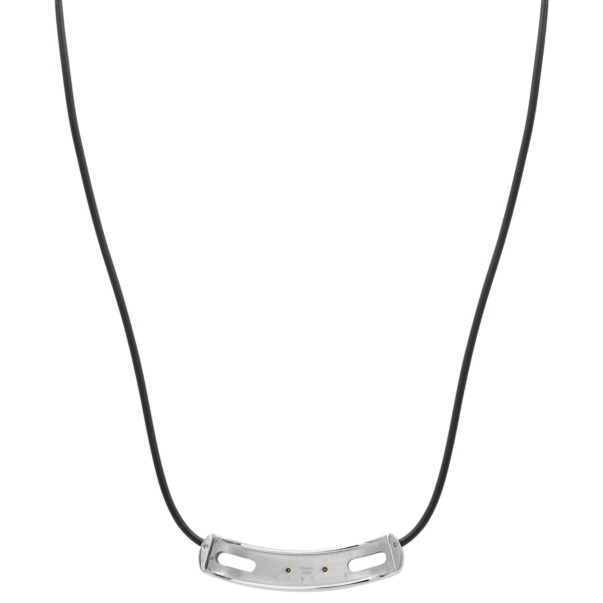 Bliss Natural Diamond Pink Platelet Necklace - Titanium & Rubber (55cm) - Men's Modern Style