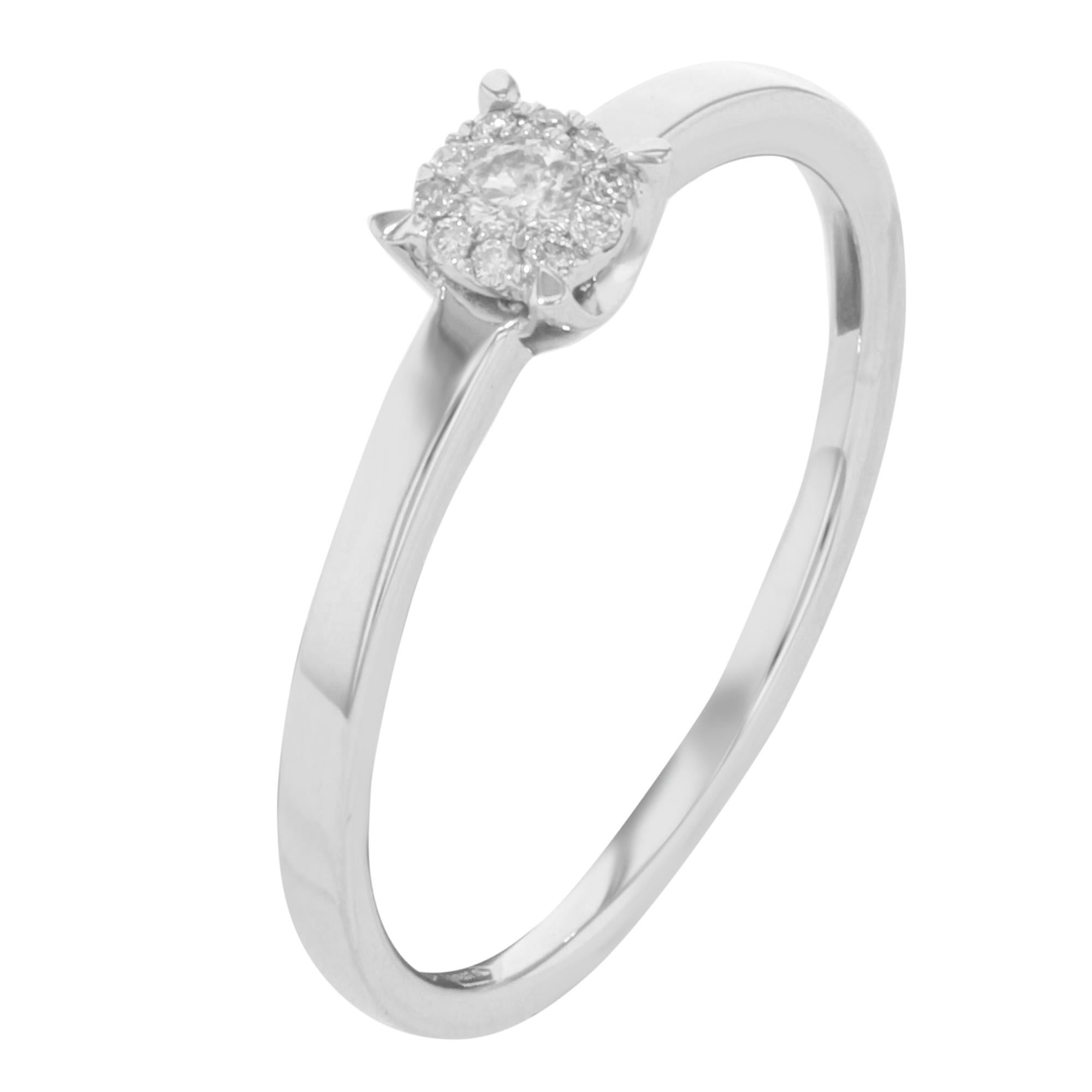 Celebrate your love with a classic sparkling Bliss by Damiani engagement ring. Delicate and feminine, designed to create a beautiful illusion of a larger single diamond. The central cluster of brilliant cut diamonds are arranged to form a circle.