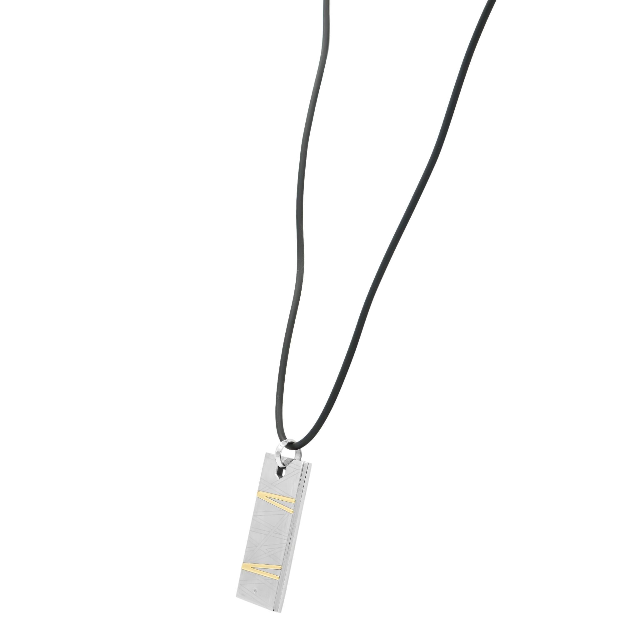 Taille ronde Bliss by Damiani, collier pendentif Flash en acier inoxydable et or jaune 18 carats avec diamants  en vente