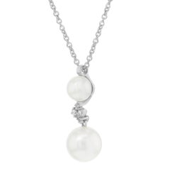 Bliss by Damiani Ribes Ext. Pearl Diamond Pendant Necklace 18k White Gold 0.04Ct