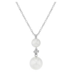 Bliss by Damiani Ribes Ext. Pearl Diamond Pendant Necklace 18k White Gold 0.04Ct