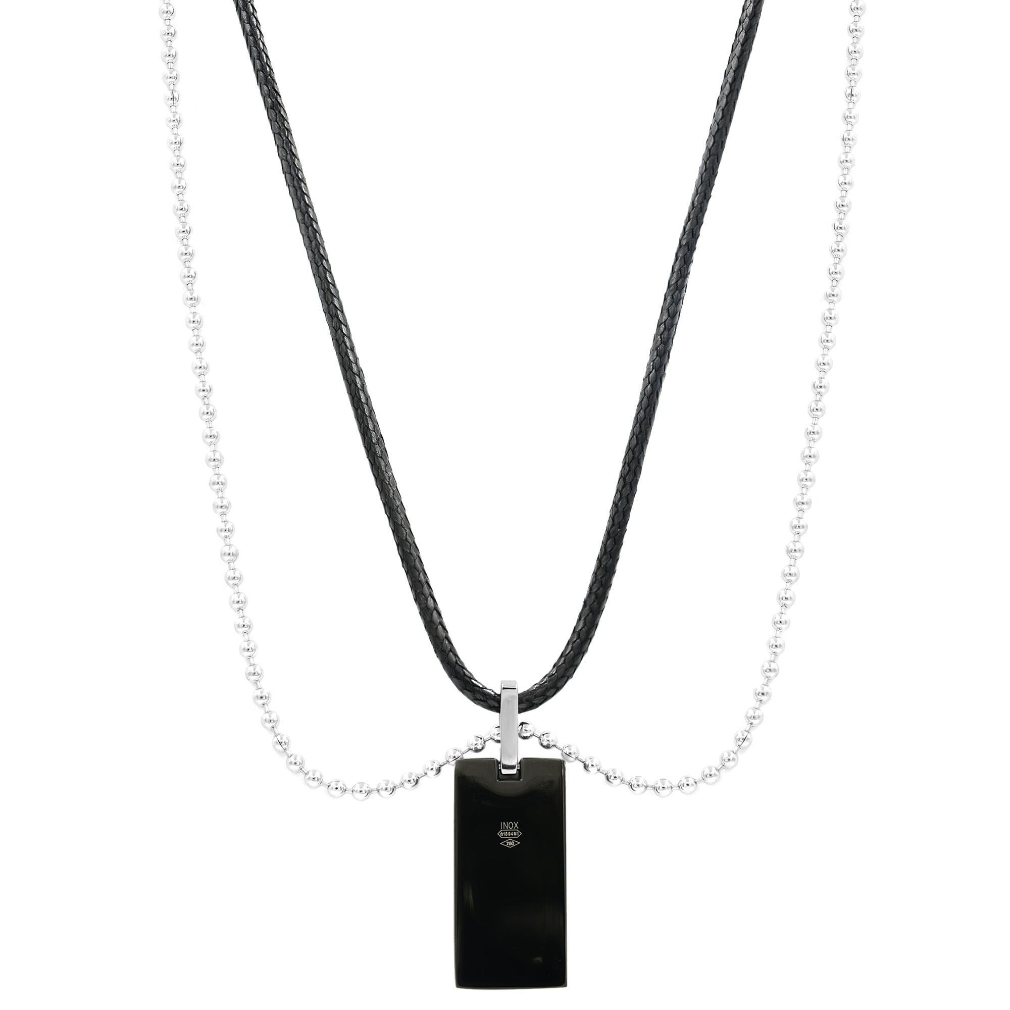 Modern Bliss by Damiani Uomo Diamond Pendant Necklace Black Steel 18K Yellow Gold For Sale
