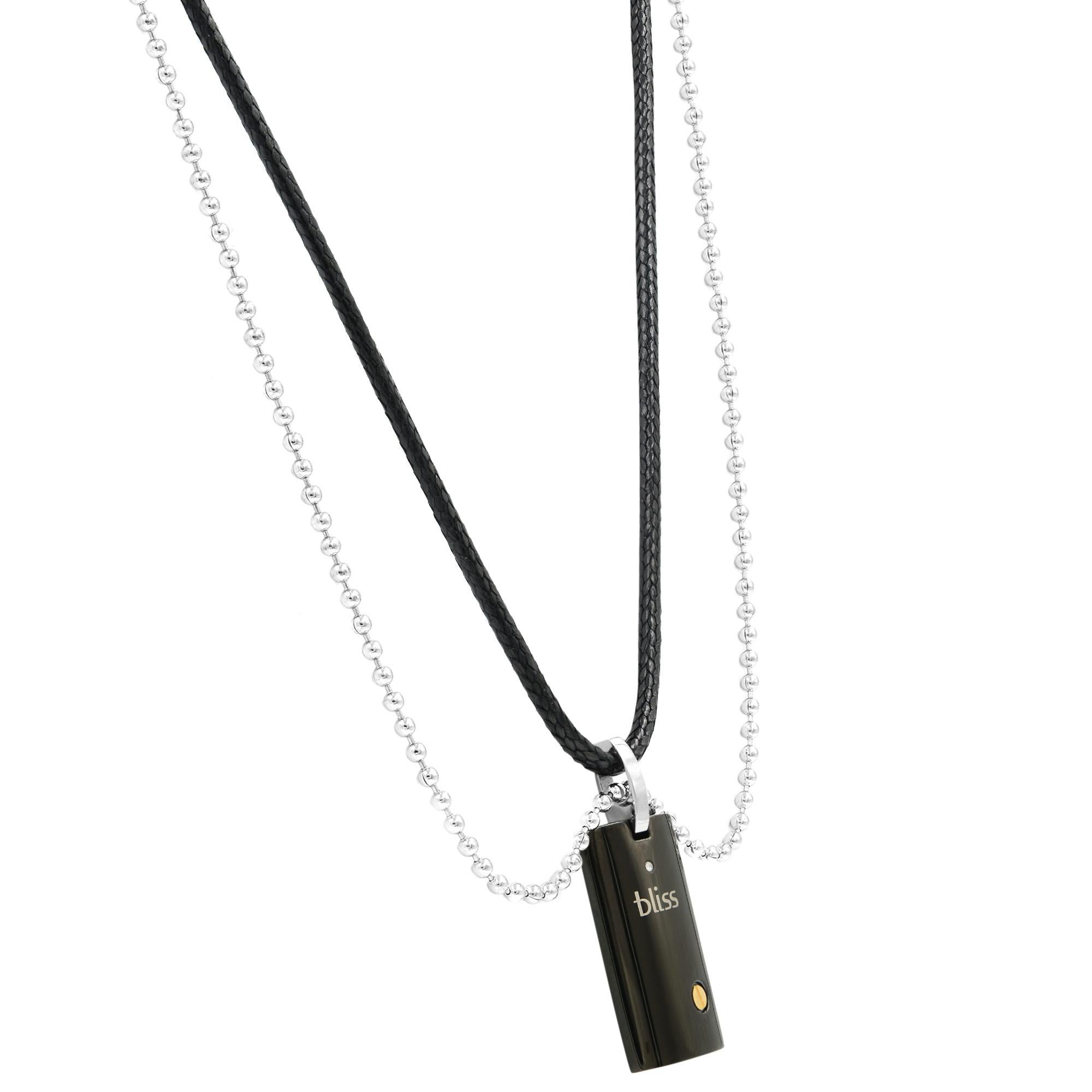 Round Cut Bliss by Damiani Uomo Diamond Pendant Necklace Black Steel 18K Yellow Gold For Sale