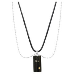 Bliss by Damiani Uomo Diamond Pendant Necklace Black Steel 18K Yellow Gold