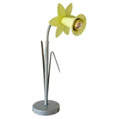 Retro Bliss Yellow and Silver Daffodil Table Lamp, 1980s