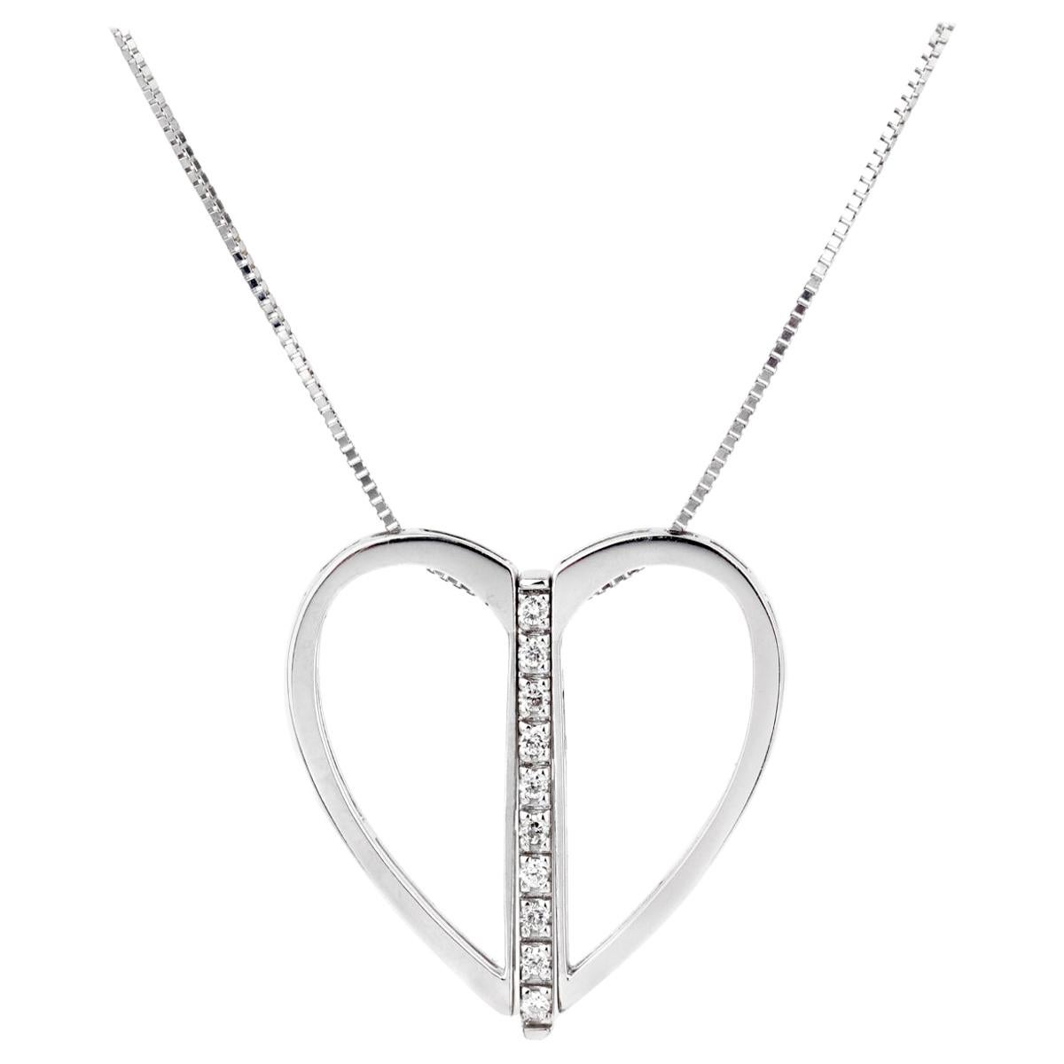 Bliss Diamond White Gold Heart Necklace