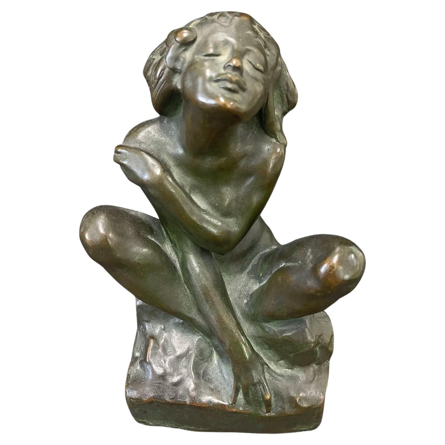 "Bliss, " Unique and Early Bronze of Female Nude by John Gregory, 1907 For Sale