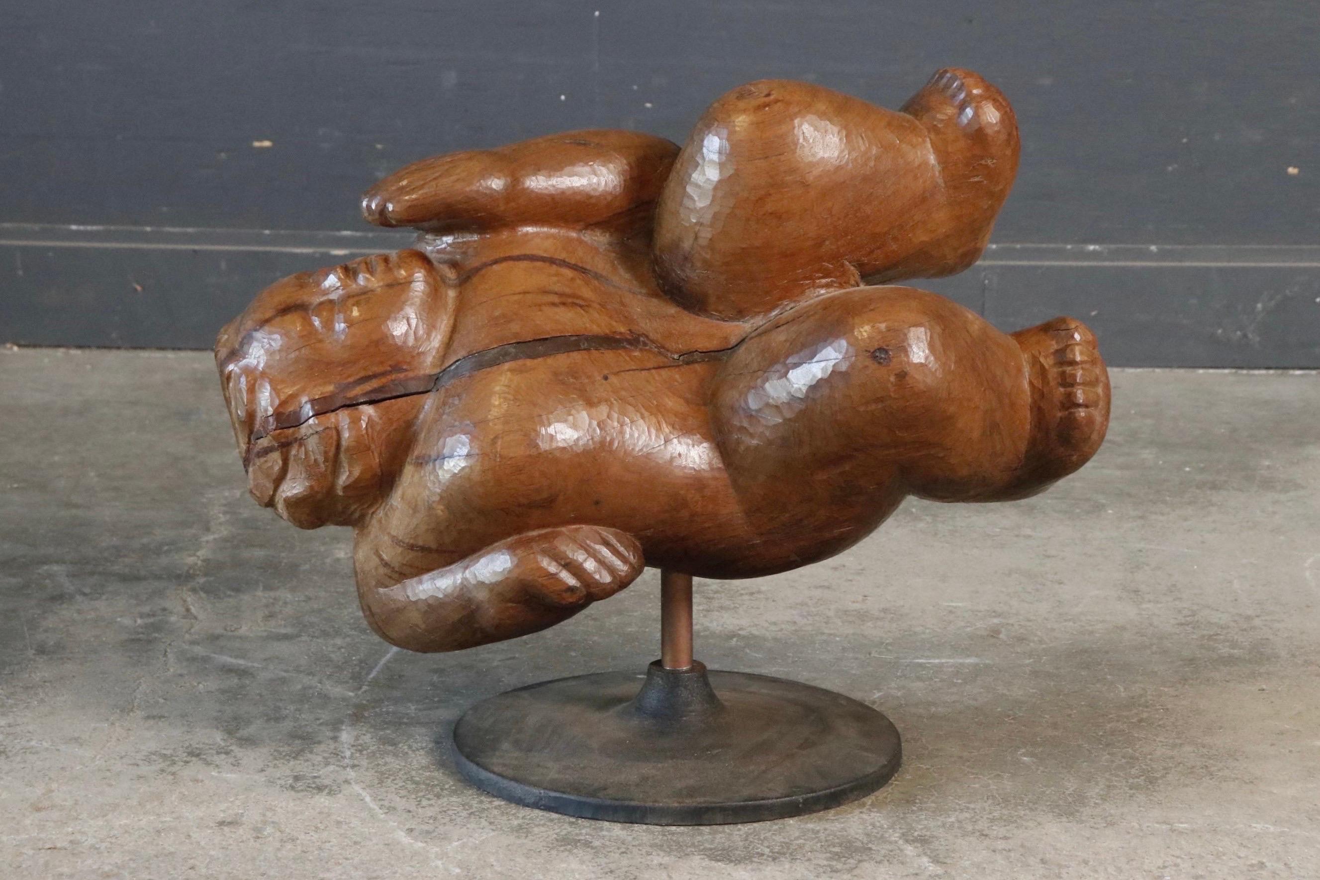 Hand-Carved Blissfully Sleeping Figural Sculpture For Sale