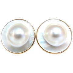 Blister Pearl Earrings 12 Karat Omega Clips