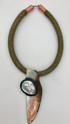 Blister Pearl  Gold Brown Iridescent Nacre Pendant  Eco- luxe by Sylvia Gottwald