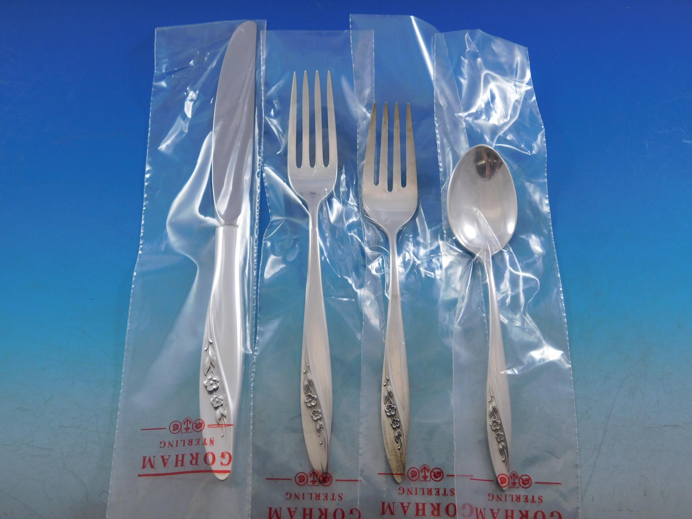 Blithe Spirit by Gorham Sterling Silver Flatware Set for 8 Service 61 Pieces New In Excellent Condition For Sale In Big Bend, WI