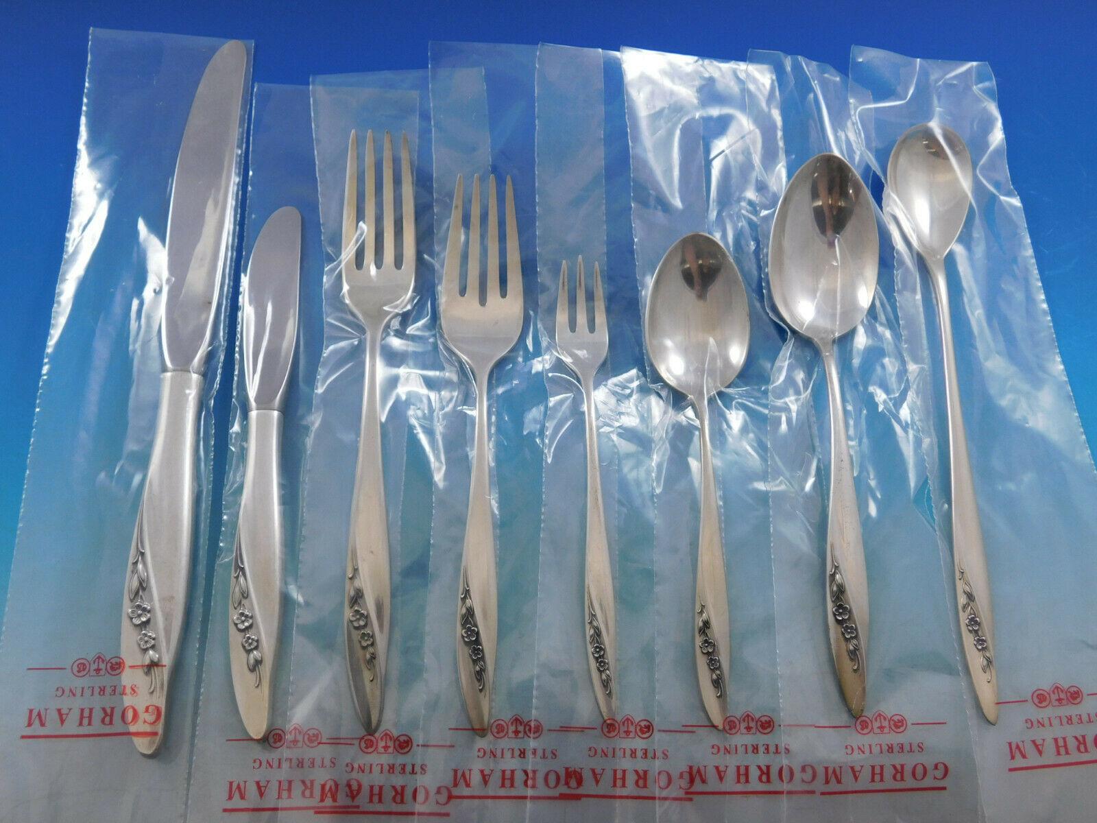 Unused Blithe spirit by Gorham sterling silver flatware set - 72 pieces. This set includes:

8 knives, 9 1/8