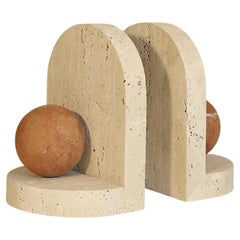 Blitz Marble Bookends Travertine & Coral By Greg Natale