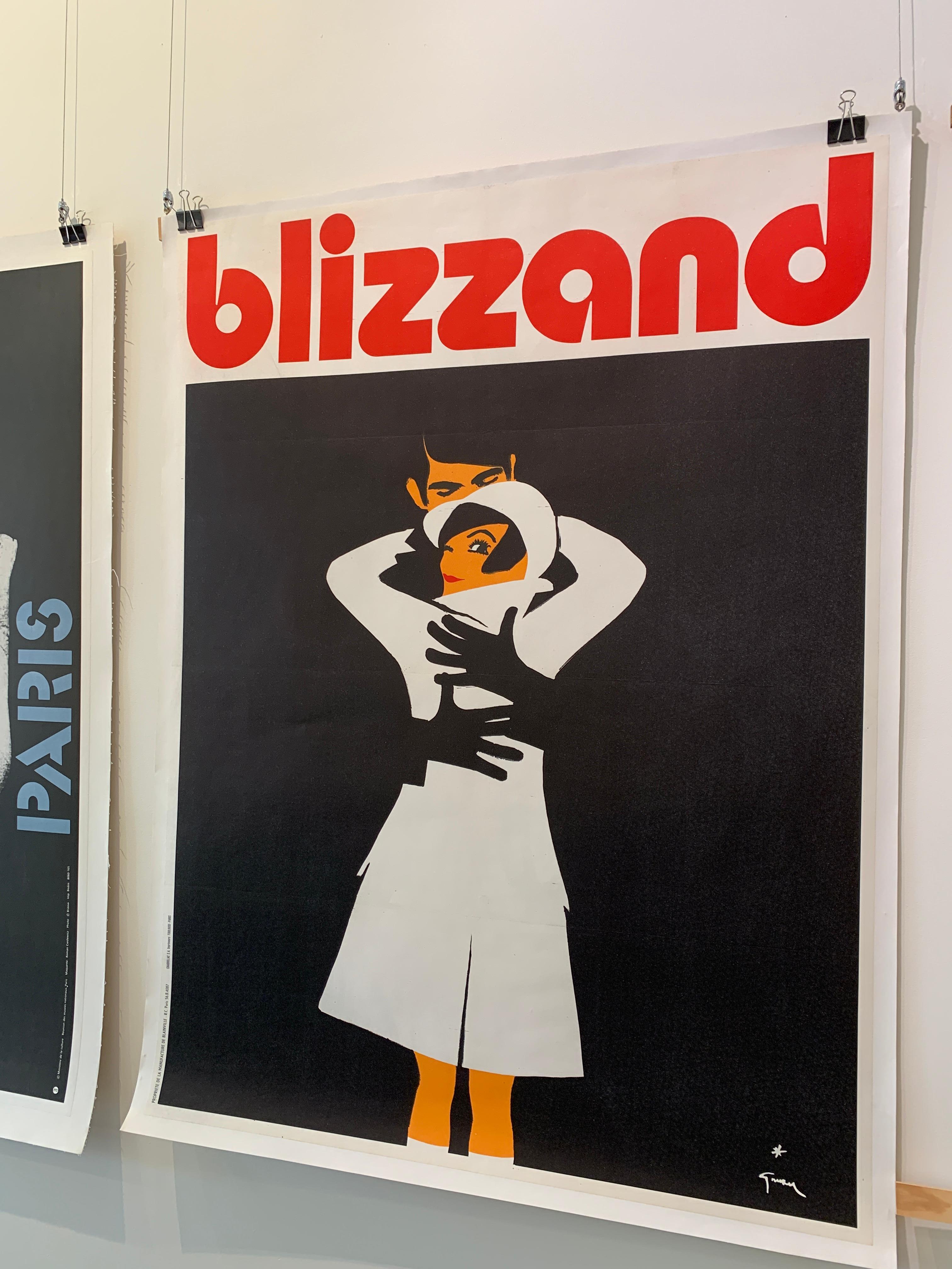 Affiche publicitaire originale de BLIZZAND EMBRACE datant d'environ 1968 par GRUAU Bon état - En vente à Melbourne, Victoria