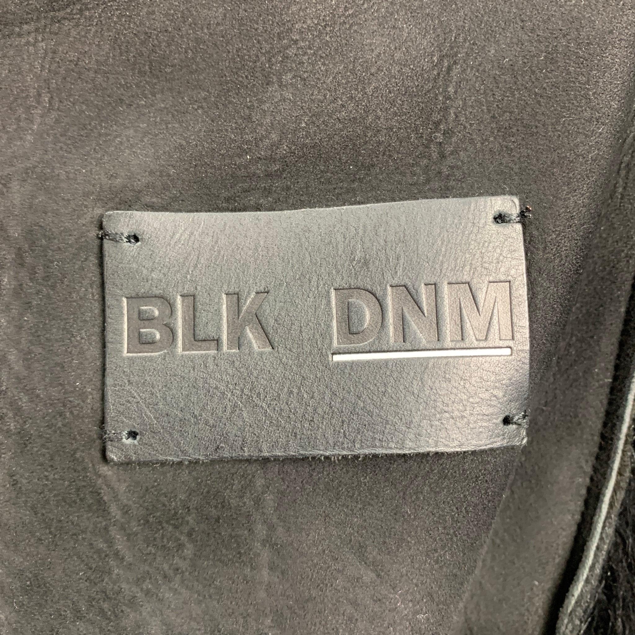 BLK DNM Size S Black Shearling Zip Up Belted Biker Vest 1