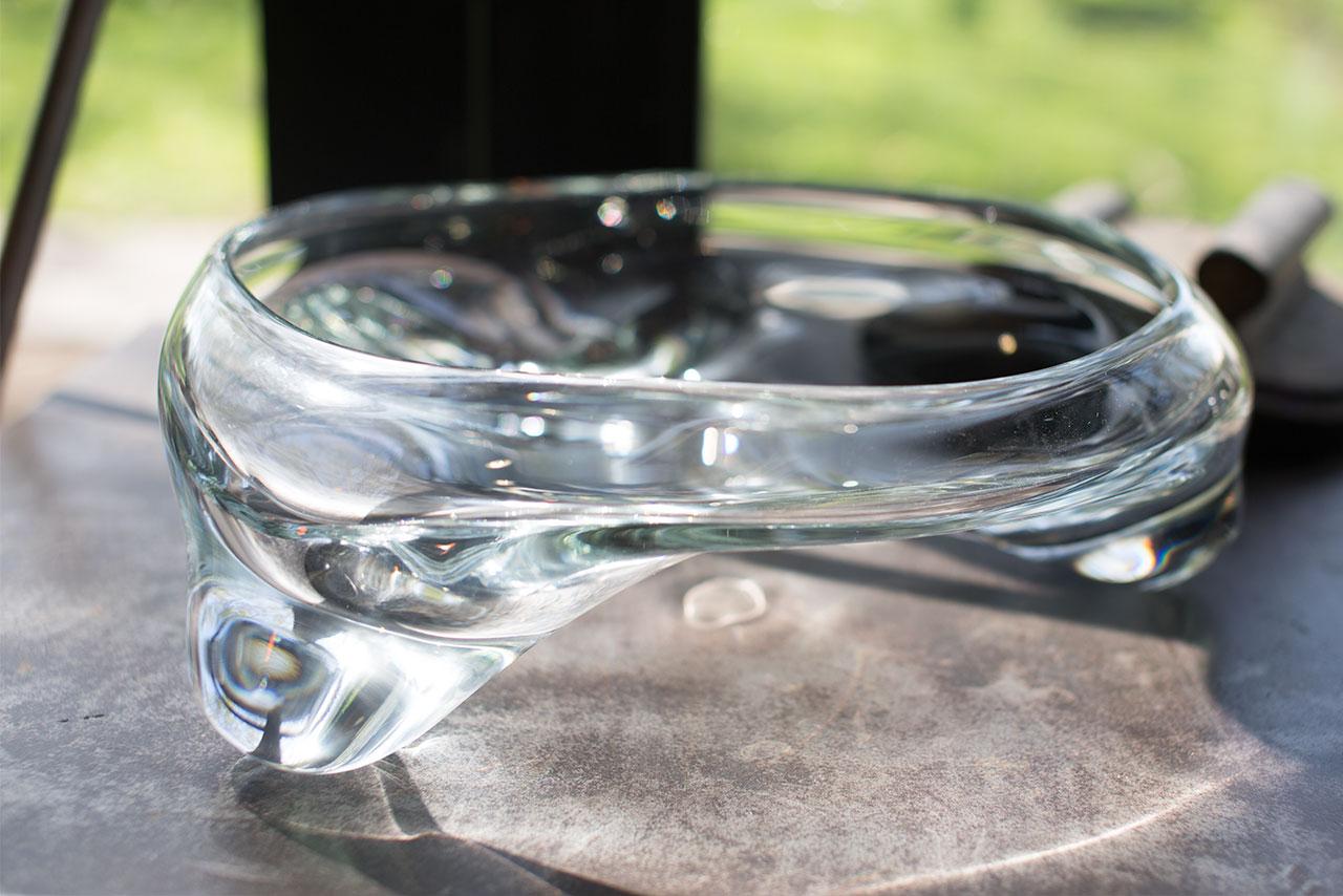 Mid-Century Modern Blob Clear Thick Bowl, Hand Blown Glass - Made to Order For Sale