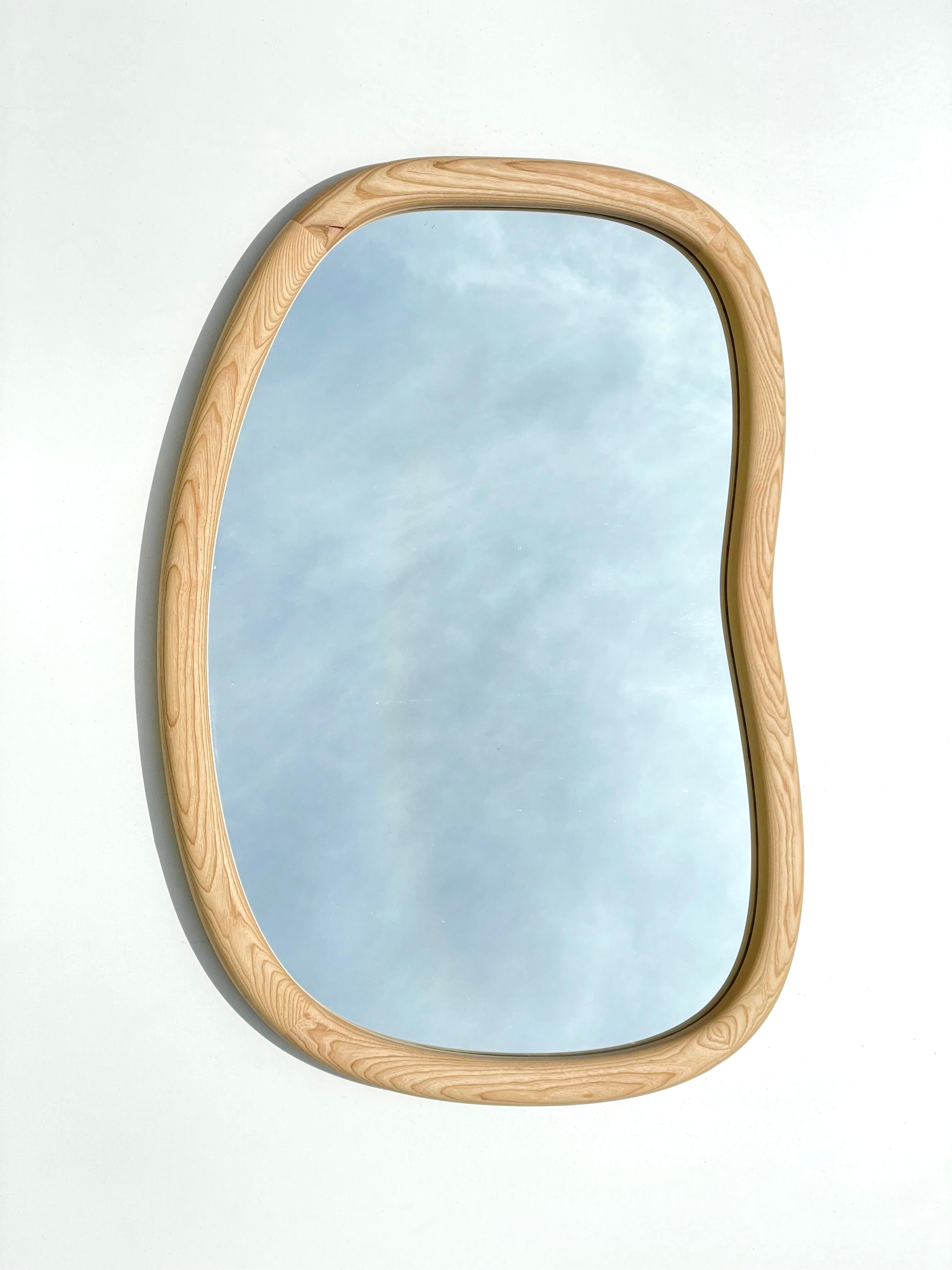 Organic Modern Sarpa mirror - medium size wall mirror in natural ash by KLN Studio For Sale