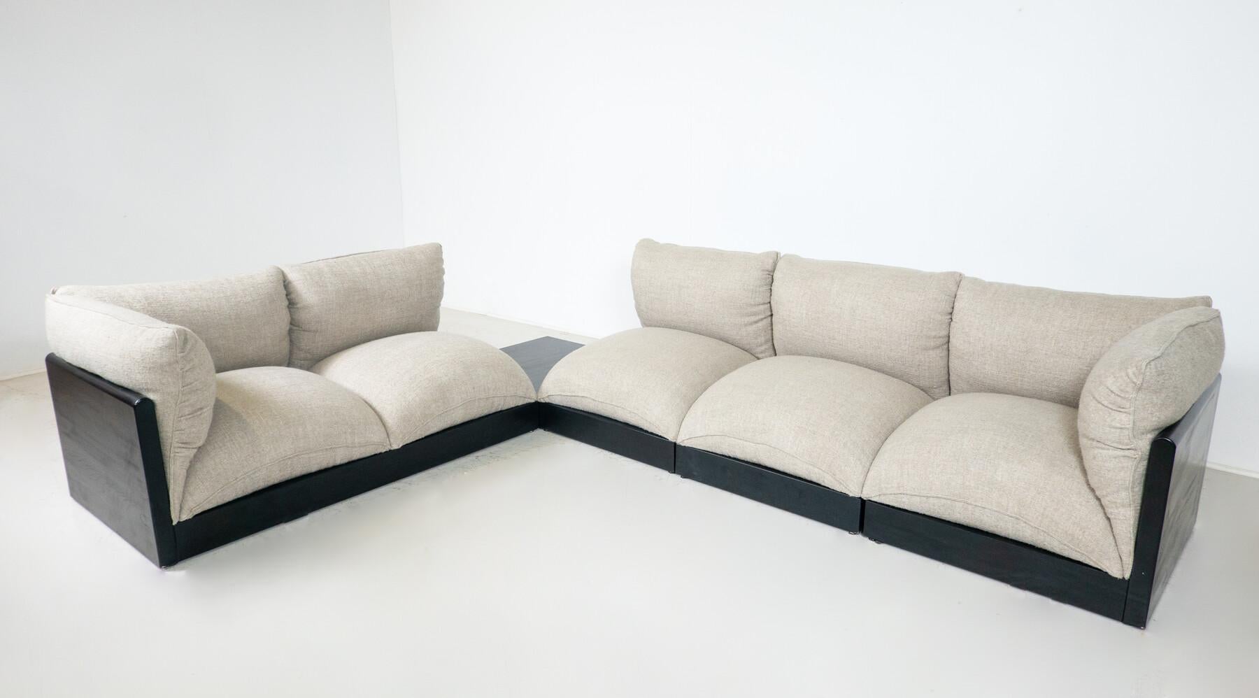Modulares mundgeblasenes Sofa von Carlo Bartoli, Italien, 1970er Jahre, Neupolsterung

Abmessungen: 

- 68 B x 72,5 T x 68 H cm 

-mit Armlehnen : 73,5 W 

Sitzhöhe : 33 