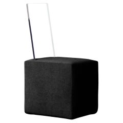 BLOC Cube Upholstered Lucite Chair in Charcoal Black by Caroline Chao
