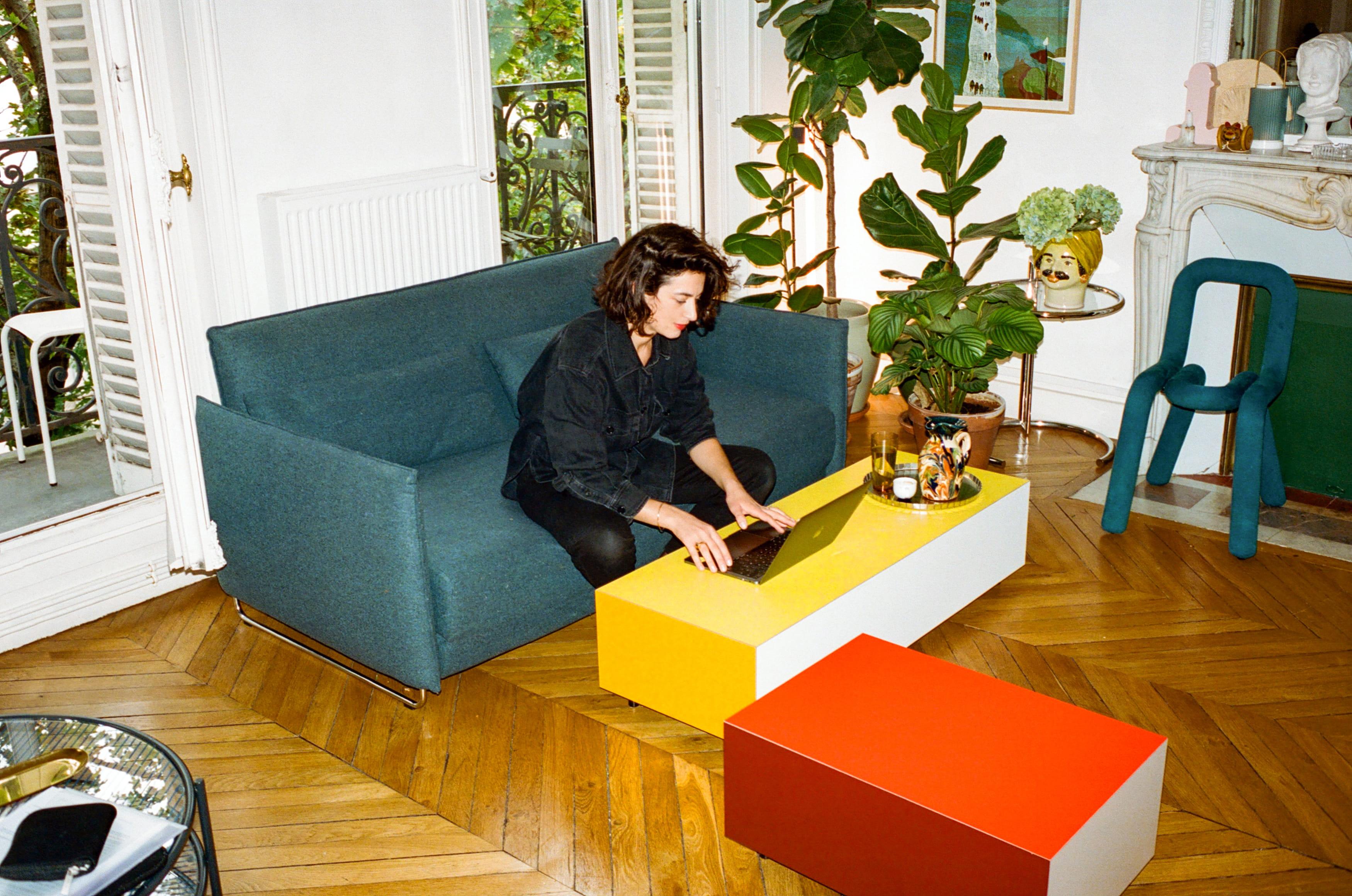 Contemporary Bloc L1200 With 2 Drawers Yellow Established & Sons Pauline Deltour For Sale