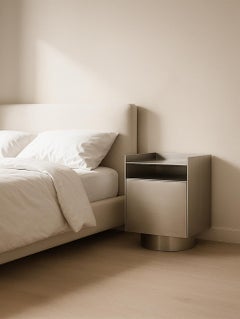 Bloc Nightstand, Handmade Metal, Minimal and Modern Look in Aluminum