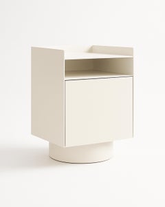 Bloc Nachttisch, handgefertigtes Metall, minimalistischer und moderner Look in Off White