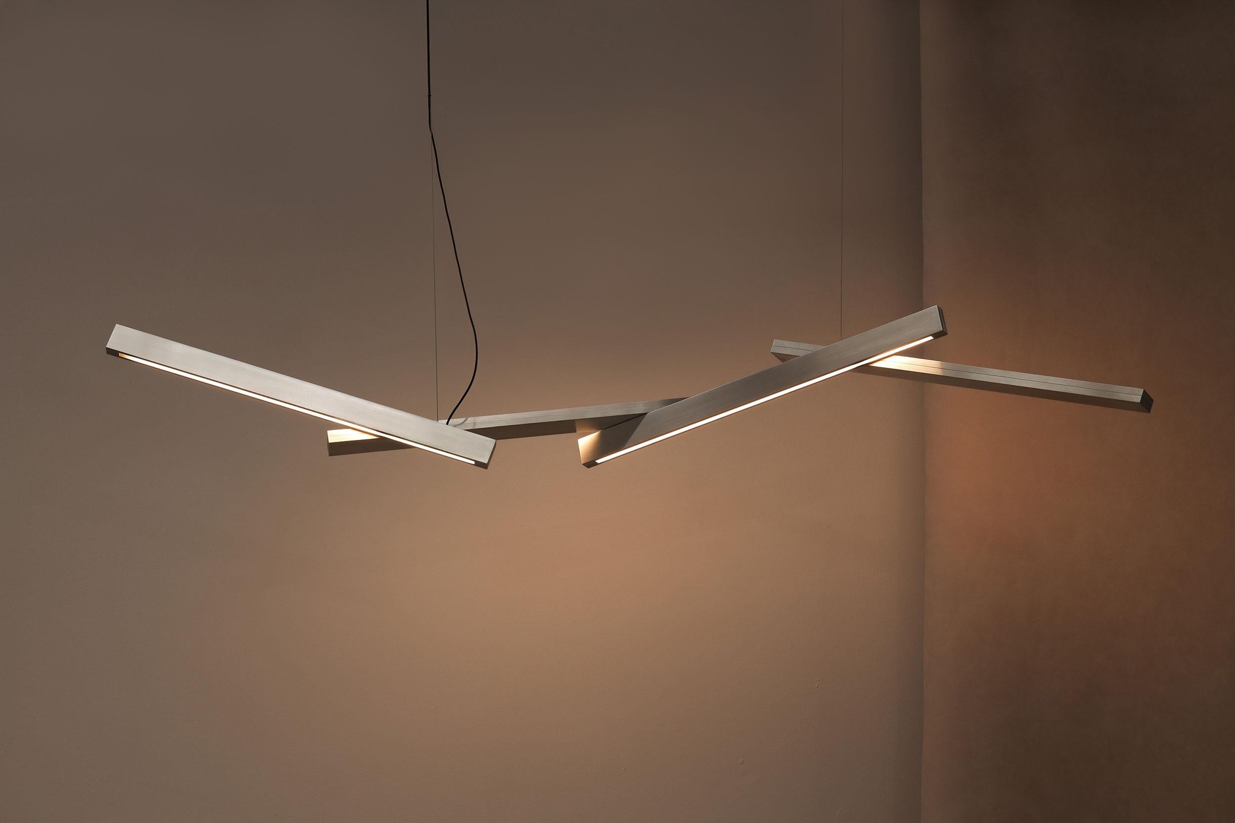 Colgante Bloc , Luminaria LED escultórica brutalista, aluminio cepillado Aluminio en venta